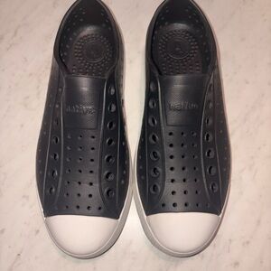 Native Black and White Perforated Mules